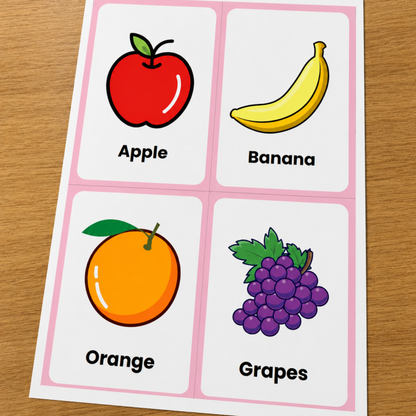 Toddler Food Journey Flash Cards Printable for Kids